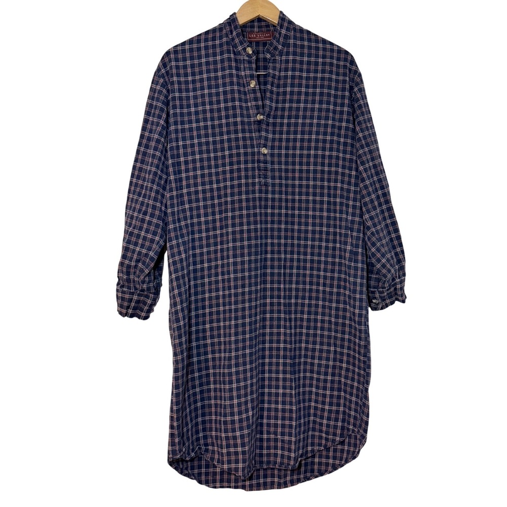 Lee Valley Ireland Flannel Night Shirt Standneck Cotton Unisex‎ S